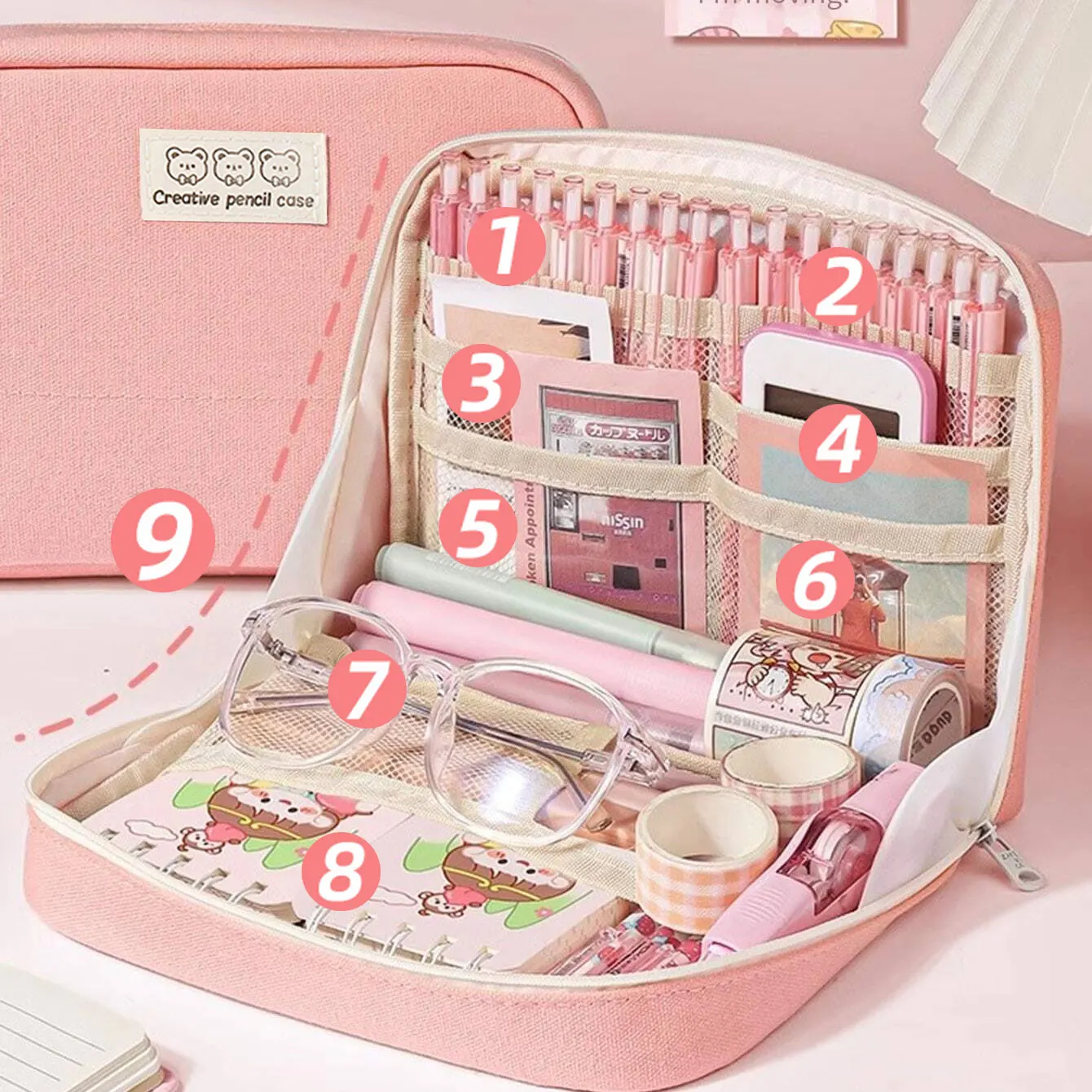 Trousse scolaire - trousse magique rose